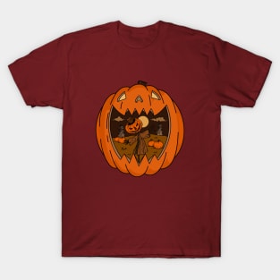 Scary scarecrow and pumpkin T-Shirt